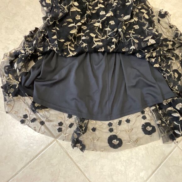 Altar'd State Arabella 3D embroidered Floral Maxi Dress Small BLACK/Gold EUC - Picture 9 of 12
